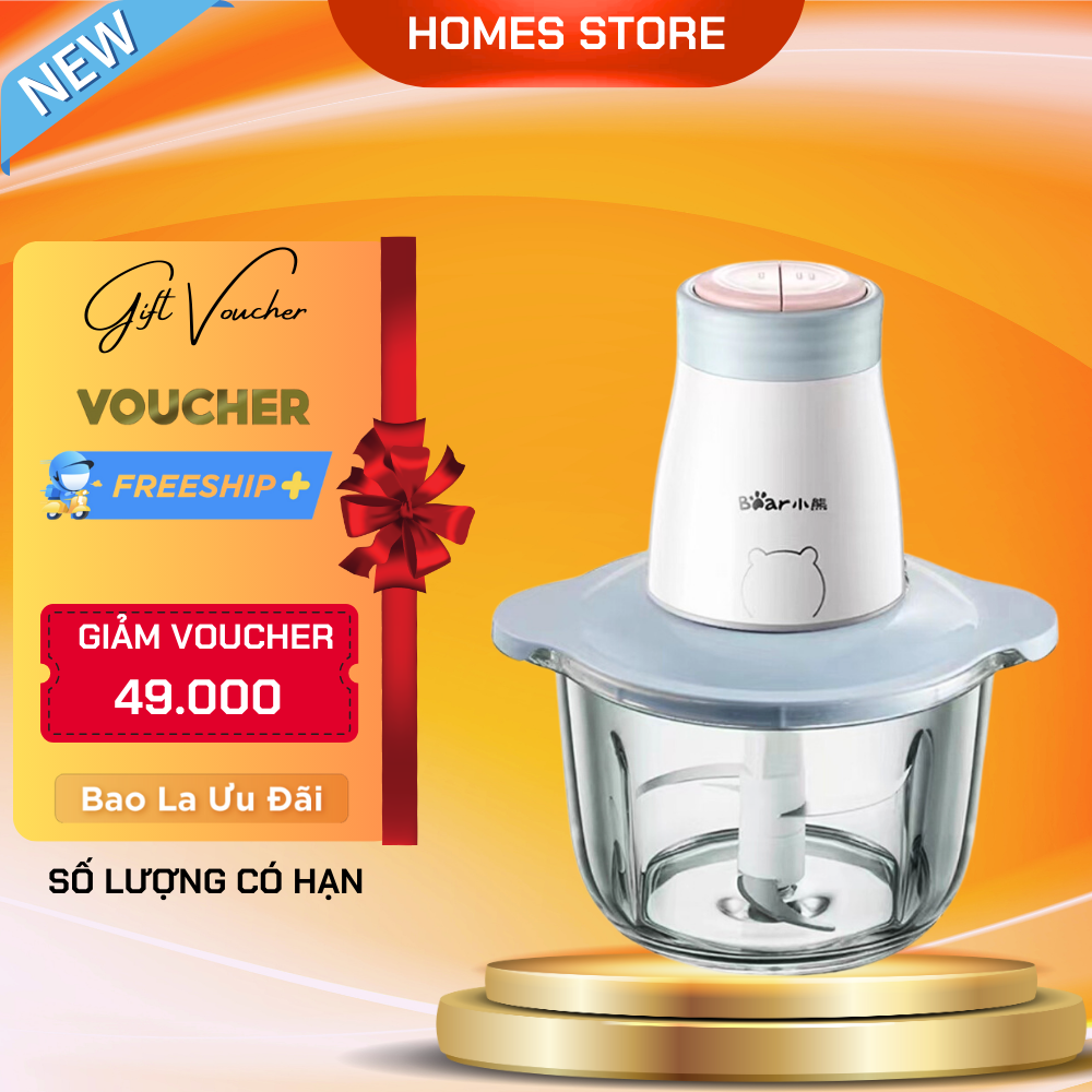 Máy Xay Thịt Bear Qsj - B02Q1 2L Xay Cực Êm - Hàng Chính Hãng - Đủ Bộ - Trắng