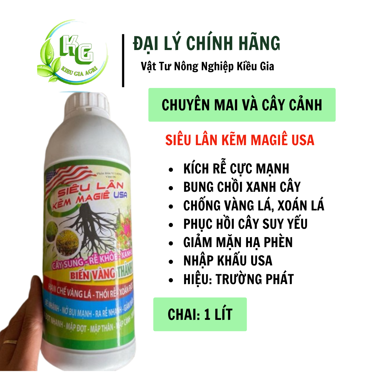Siêu lân kẽm usa kích rễ mạnh, bung đọt nhanh, xanh cây, mướt lá, ngừa vàng lá, xoắn lá