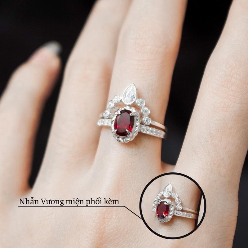 Nhẫn Garnet Xoắn Viền Đá NGXVDO22A Patronus