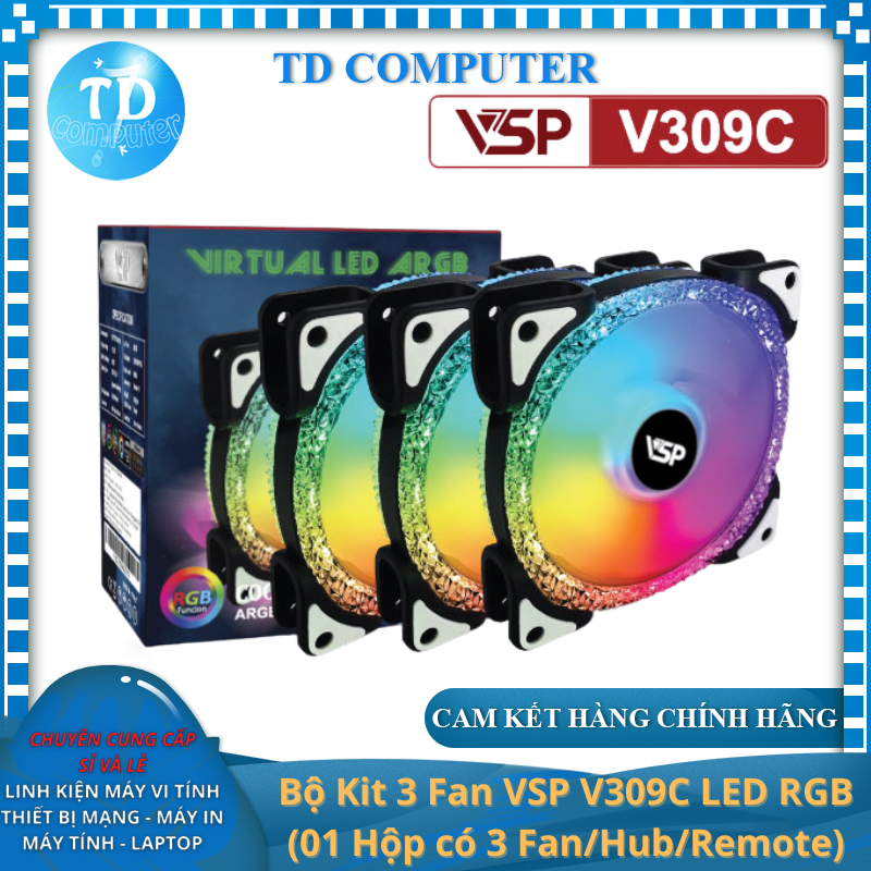 Bộ Kit 3 Fan VSP V309C LED RGB - Hàng chính hãng Tech Vision phân phối