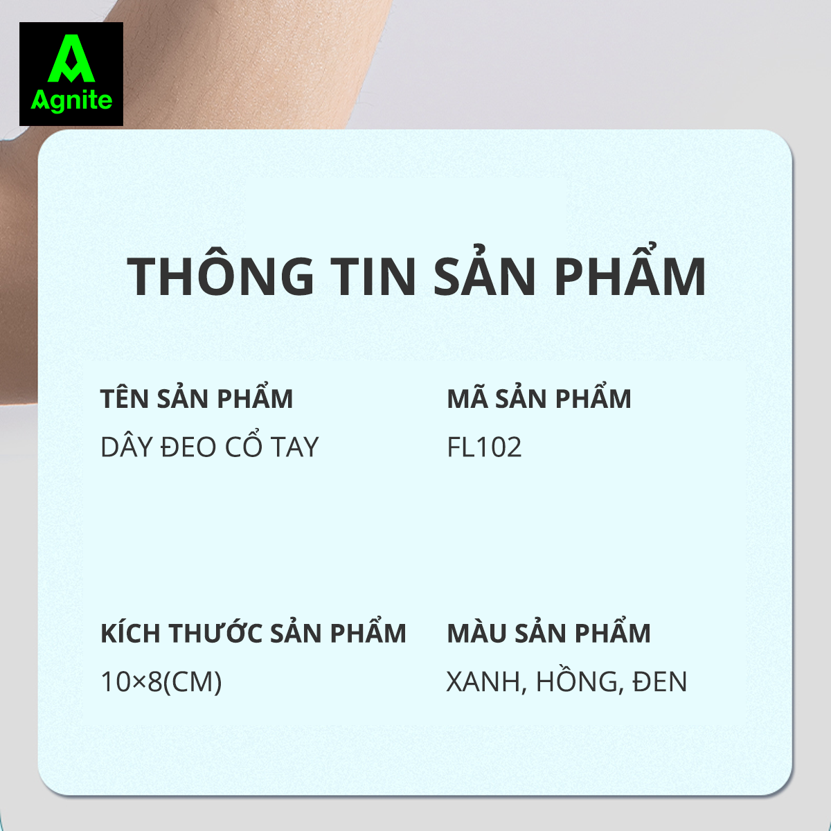 Cặp 2 băng đeo cổ tay thể thao AGNITE, chất liệu cotton thấm hút mồ hôi, phù hợp nhiều bộ môn thể thao - FL102