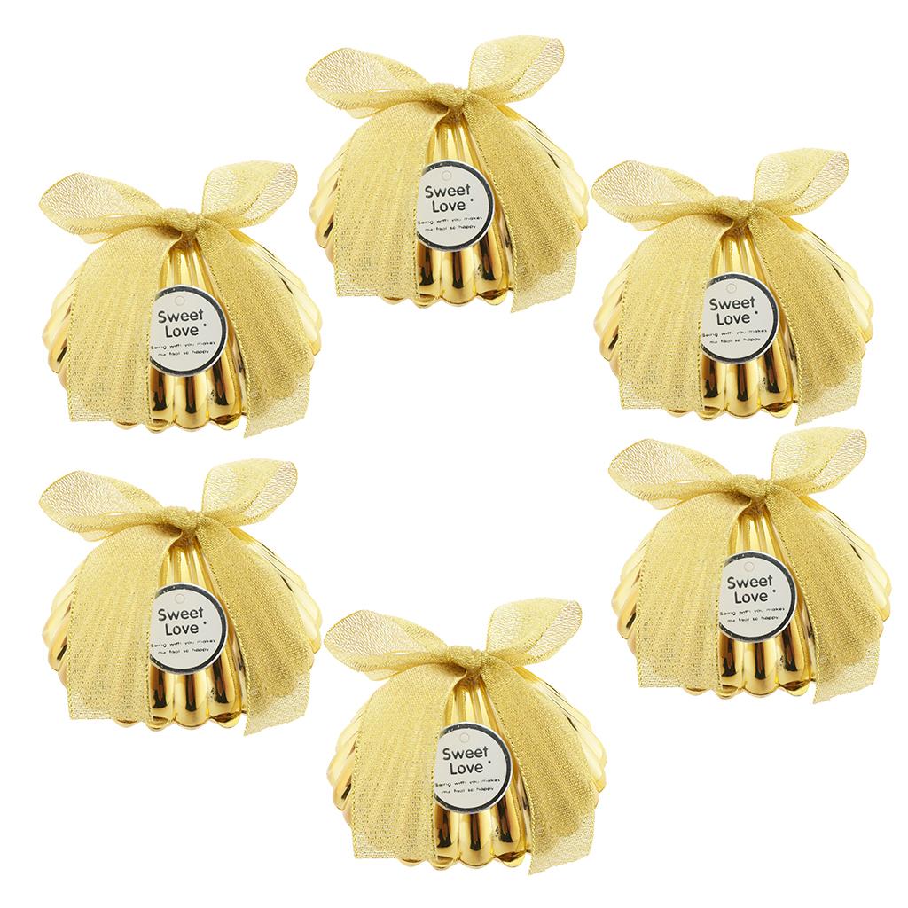 6 Pieces Plastic Shell Shape Candy Boxes Wedding Party Gift Favor Gold