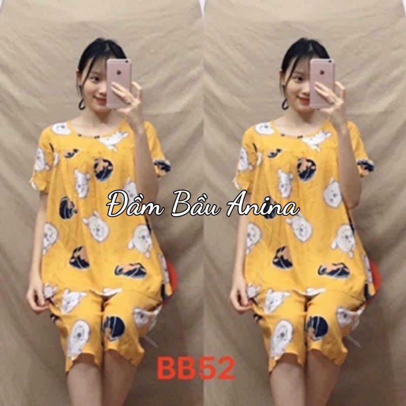 Đồ bộ bầu LỬNG BÁNH BÈO chất lanh lụa cao cấp chuẩn đẹp mặc nhà và sau sinh BB326
