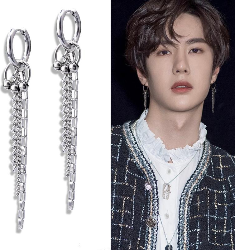 Bông tai mix ba kiểu mắt xích phối khuyên bi tròn style idol