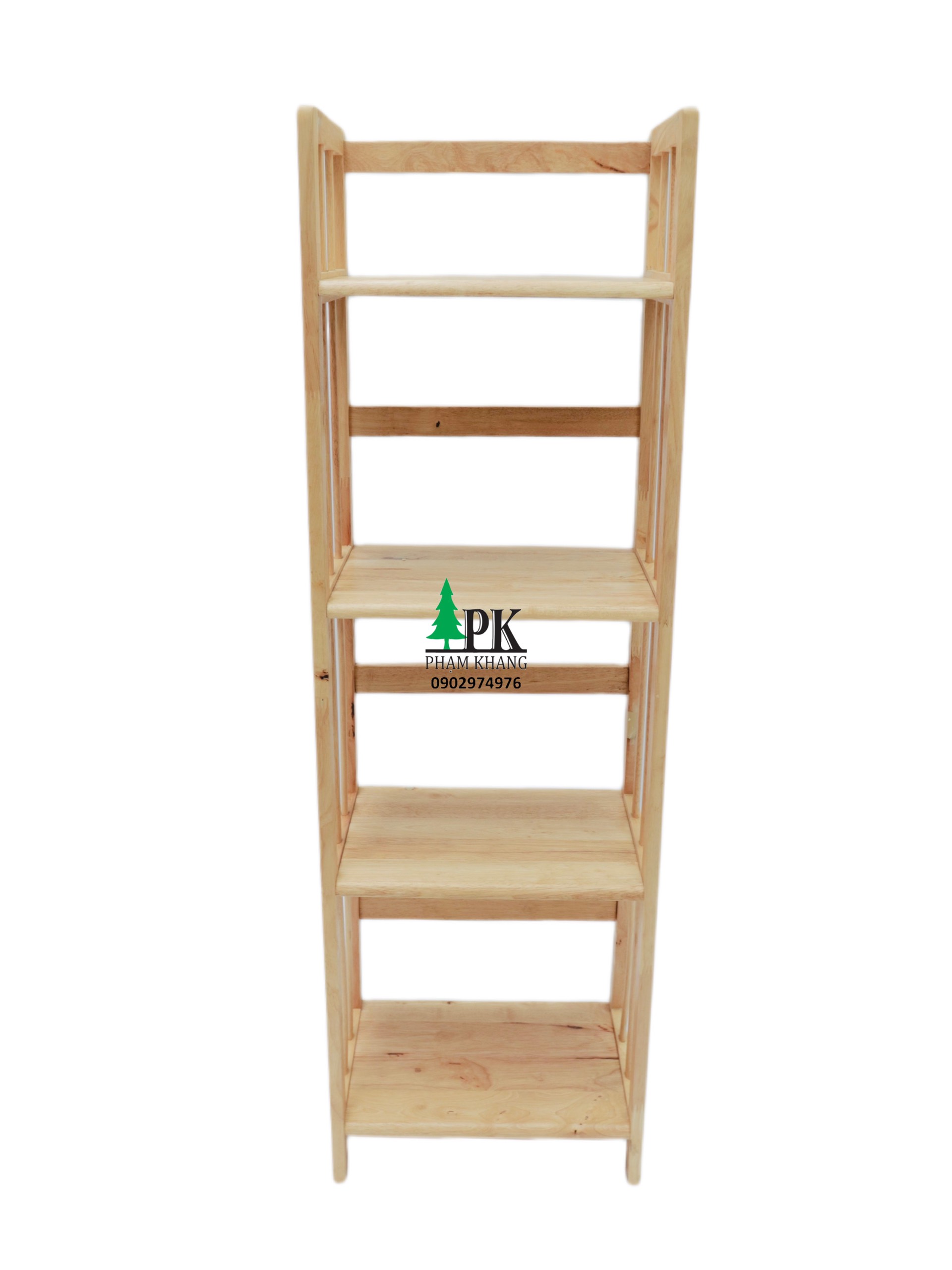 Kệ sách 4 tầng rộng 38 cm Start Decor - Gỗ cao su tự nhiên - Màu Gỗ Tự Nhiên/ Vàng Cherry