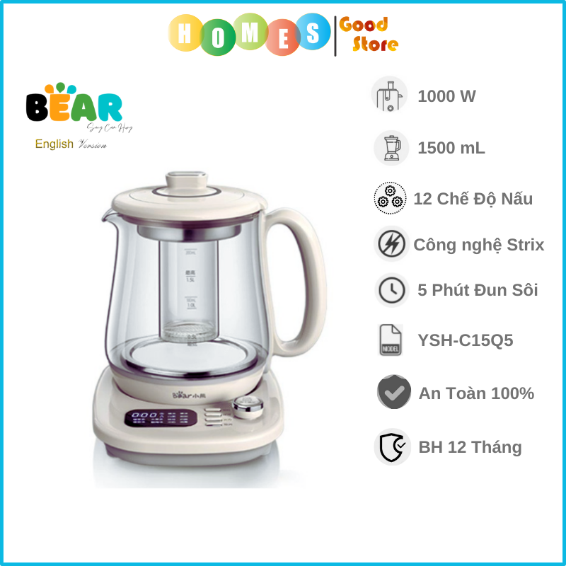 Bình Pha Trà, Ấm Sắc Thuốc BEAR SB-AST35 Dung Tích 3.5 Lít Công Suất 500 W - Hàng Chính Hãng