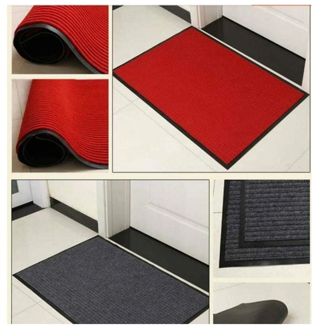 ( Hàng Cao Cấp ) Thảm chùi chân đế chống trượt dạng sọc Stripmate Màu Xám đen / Xám đỏ kT 40 x 60 cm