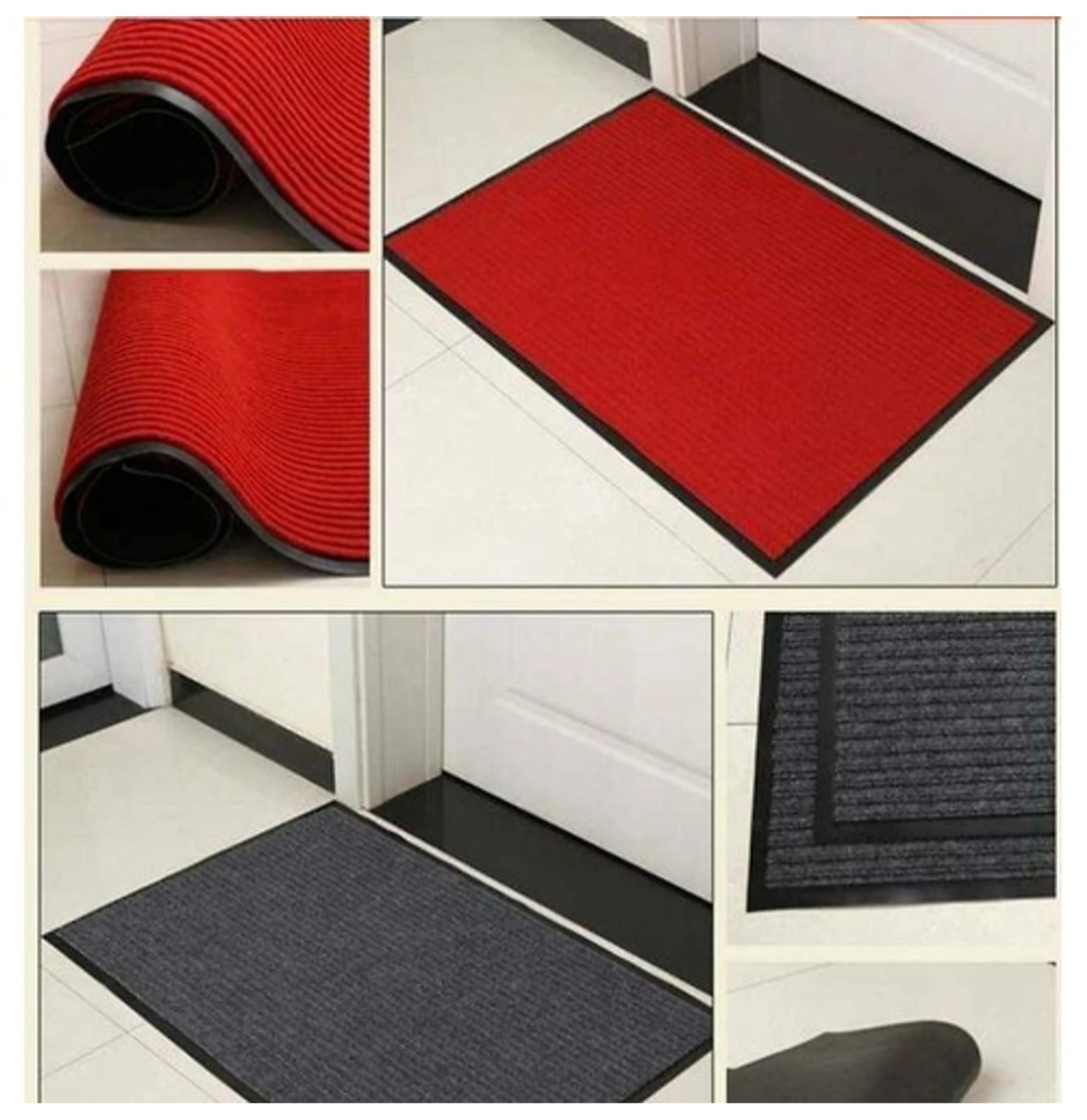 Thảm chùi chân đế chống trượt dạng sọc Stripmate Màu Xám đen / Xám đỏ kT 40 x 60 cm