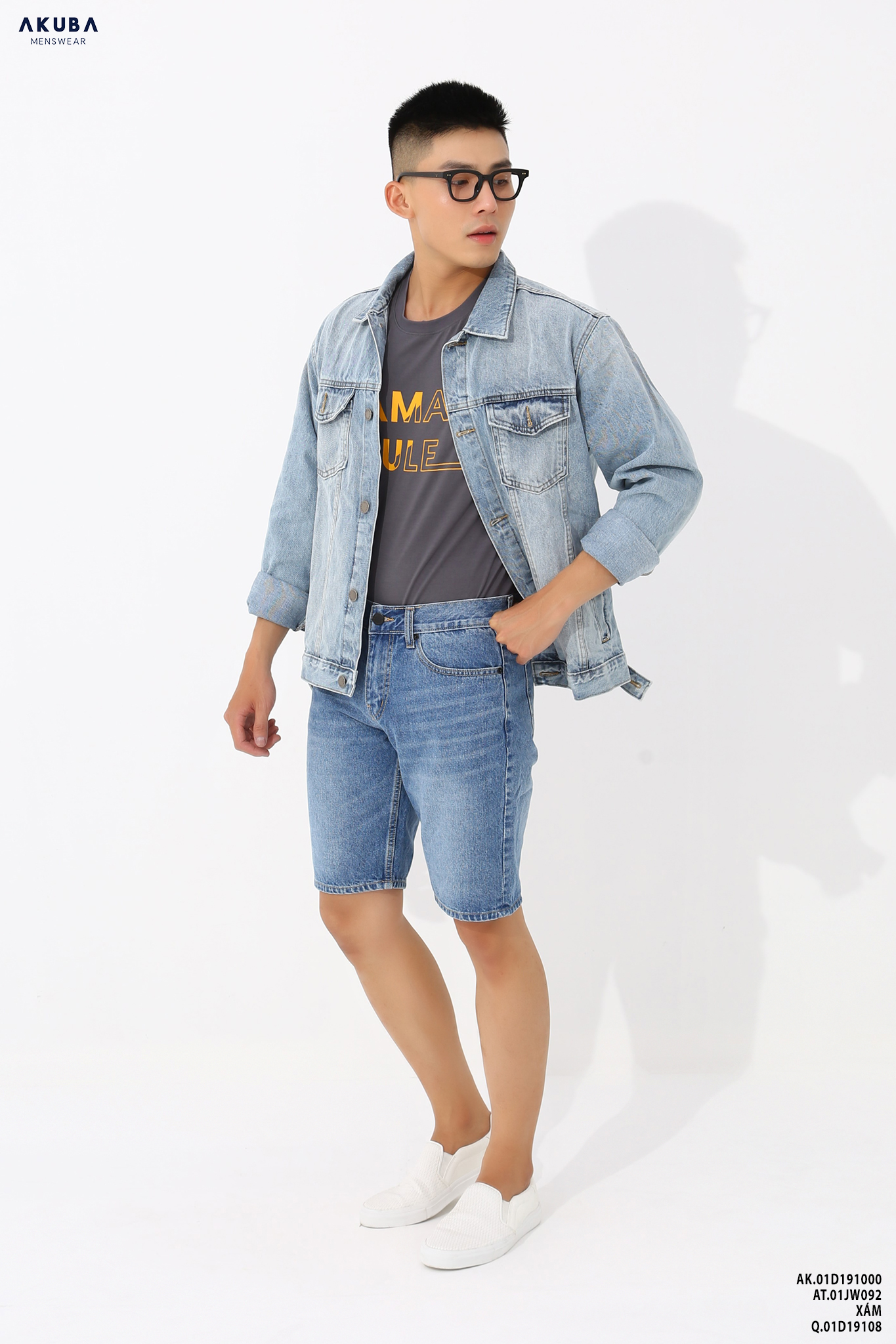 Áo thun nam họa tiết in chữ AKUBA form slimfit, vải cotton 100% organic, thấm hút mồ hôi tốt, co giãn 4 chiều 01JW092