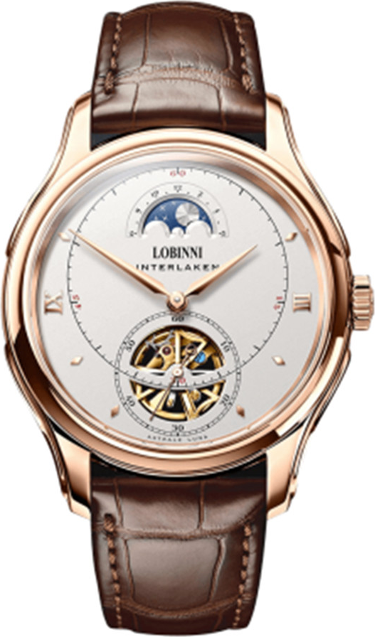 Đồng hồ nam chính hãng LOBINNI L13022-1 hàng mới 100%,Kính sapphire ,chống xước,chống nước 50m,mặt trắng vỏ vàng hồng dây da nâu xịn, thép không gỉ 316L,Đồng hồ cơ  bảo hành 24 tháng, Mới 100%,thiết kế đơn giản trẻ trung và sang trọng