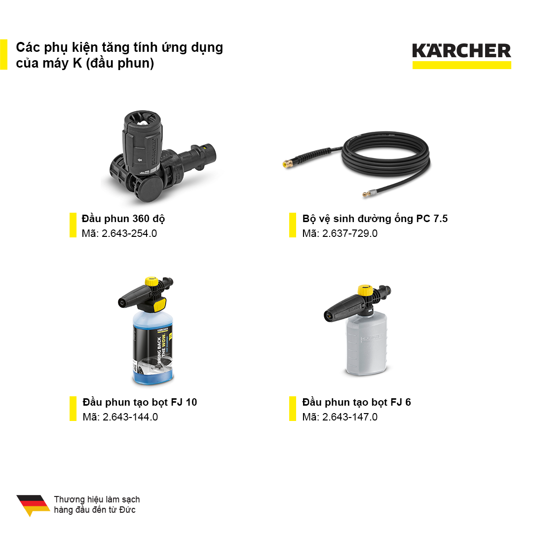 Hình ảnh Combo Máy phun rửa áp lực cao Karcher K 2 Classic và dây cấp nước 1.5m