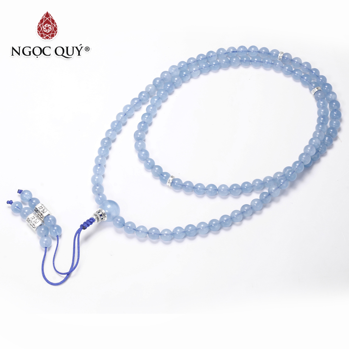 Chuỗi 108 hạt aquamarine hải lam ngọc mệnh thủy, mộc - Ngọc Quý Gemstones