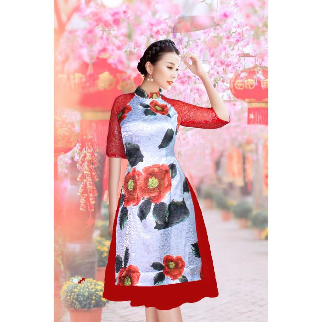 Áo dài cách tân gấm in 3D