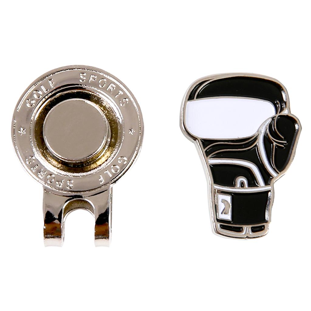 Golf Hat Clip with Detachable Magnetic Golf Ball Marker Glove Pattern Black