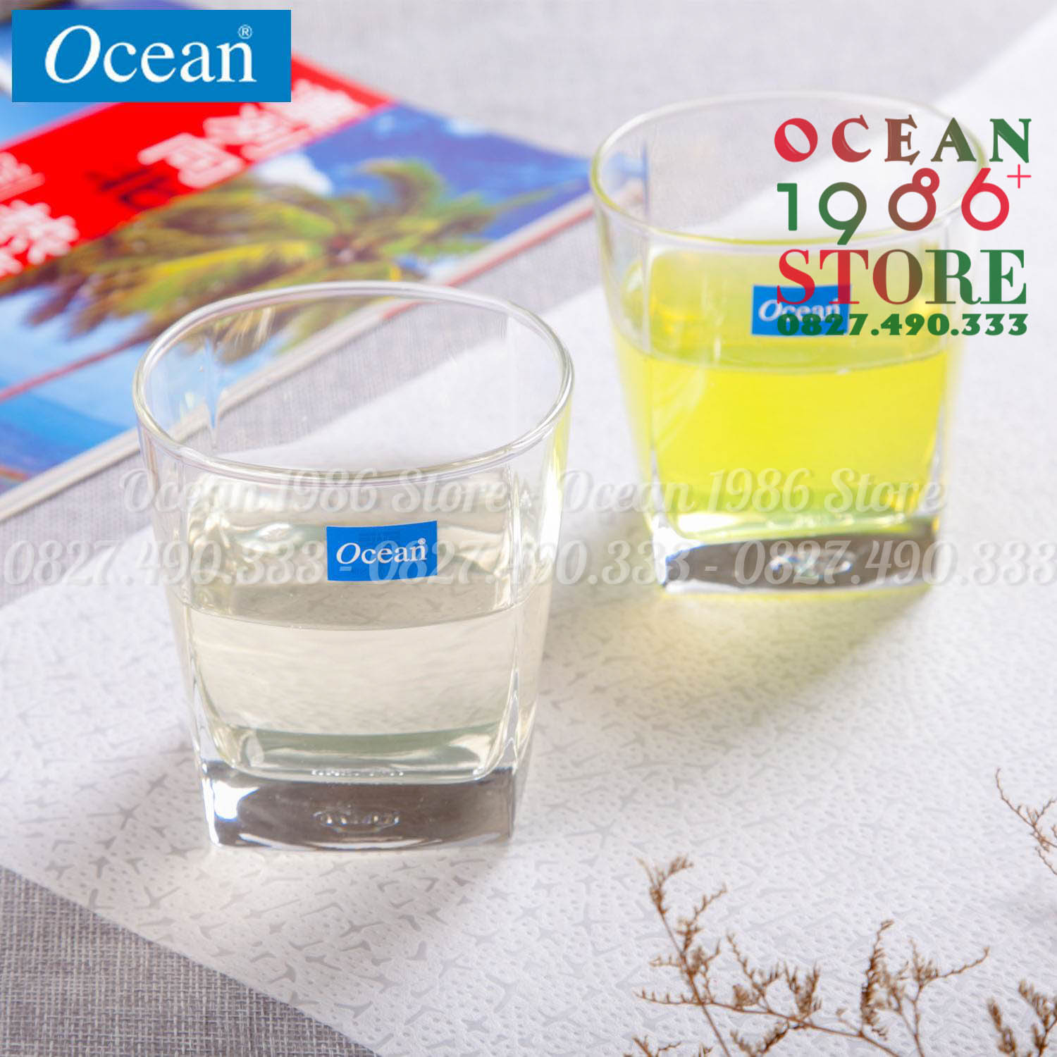 Bộ 6 Cốc Thủy Tinh Ocean Lùn Plaza Rock Cỡ Nhỏ - B11007 - 195ml