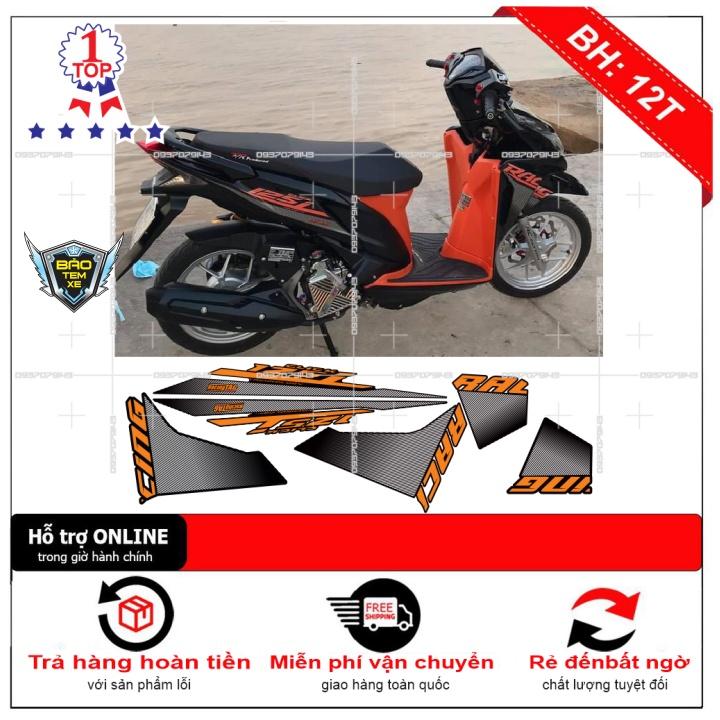 Tem rời dán xe Click 125i cam đen - Bi Decal
