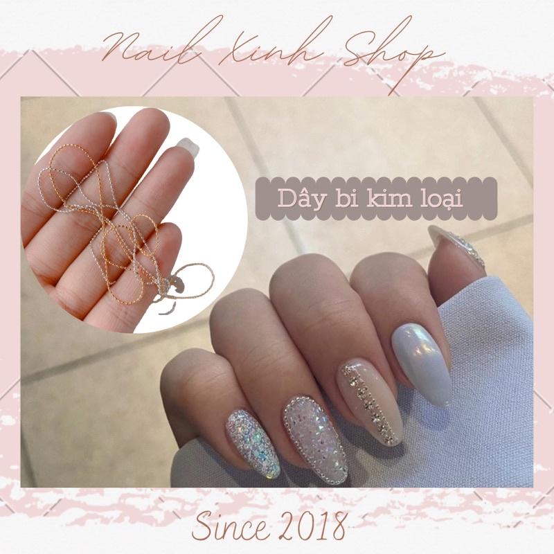 Dây bi kim loại gắn móng nail phong cách Hàn Quốc