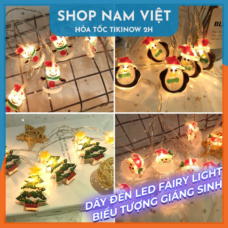 Dây Đèn Led Fairy Light Trang Trí Giáng Sinh Biểu Tượng Cây Thông, Người Tuyết, Ông Già Noel - Chính Hãng NAVIVU