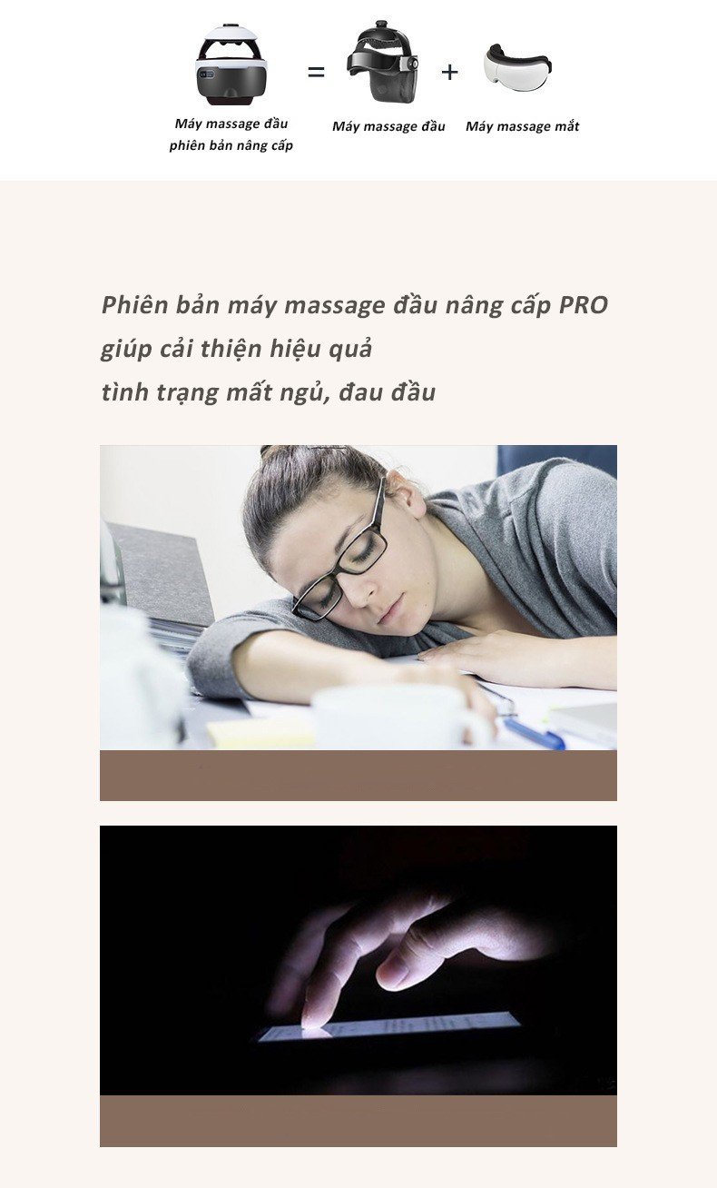 Máy Massage Đầu Thông Minh Bằng Khí Nén Có Kèm Nhạc Thư Giãn