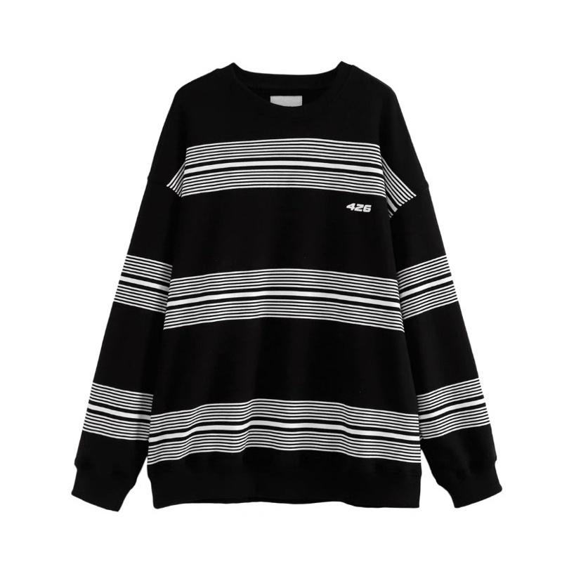 { Ảnh Thật } Áo Sweater unisex sọc kẻ xanh Vintage mẫu mới mặc đầu thu 2021
