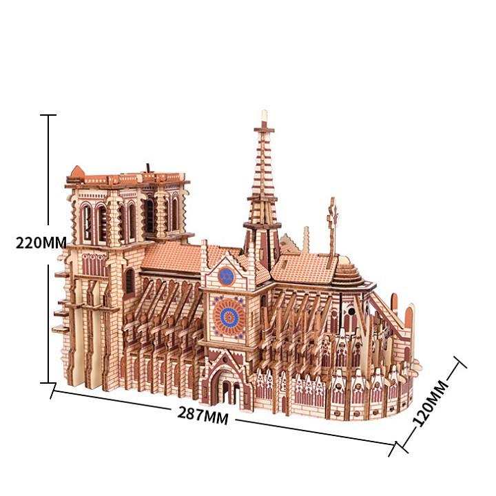 Mô hình nhà thờ Đức Bà cắt laser - Đồ chơi lắp ráp 3D gỗ