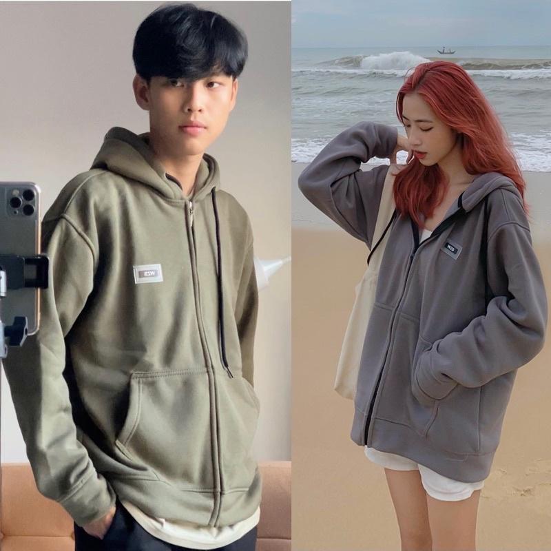 Áo khoác hoodie zip có nón vải nỉ bông tag WZS nhiều màu form rộng unisex nam nữ - SSSTore