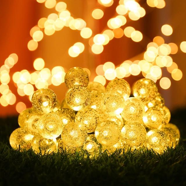 Dây đèn led bi bọt pha lê 5 mét 20 bóng cắm điện dây trắng trang trí sân vườn
