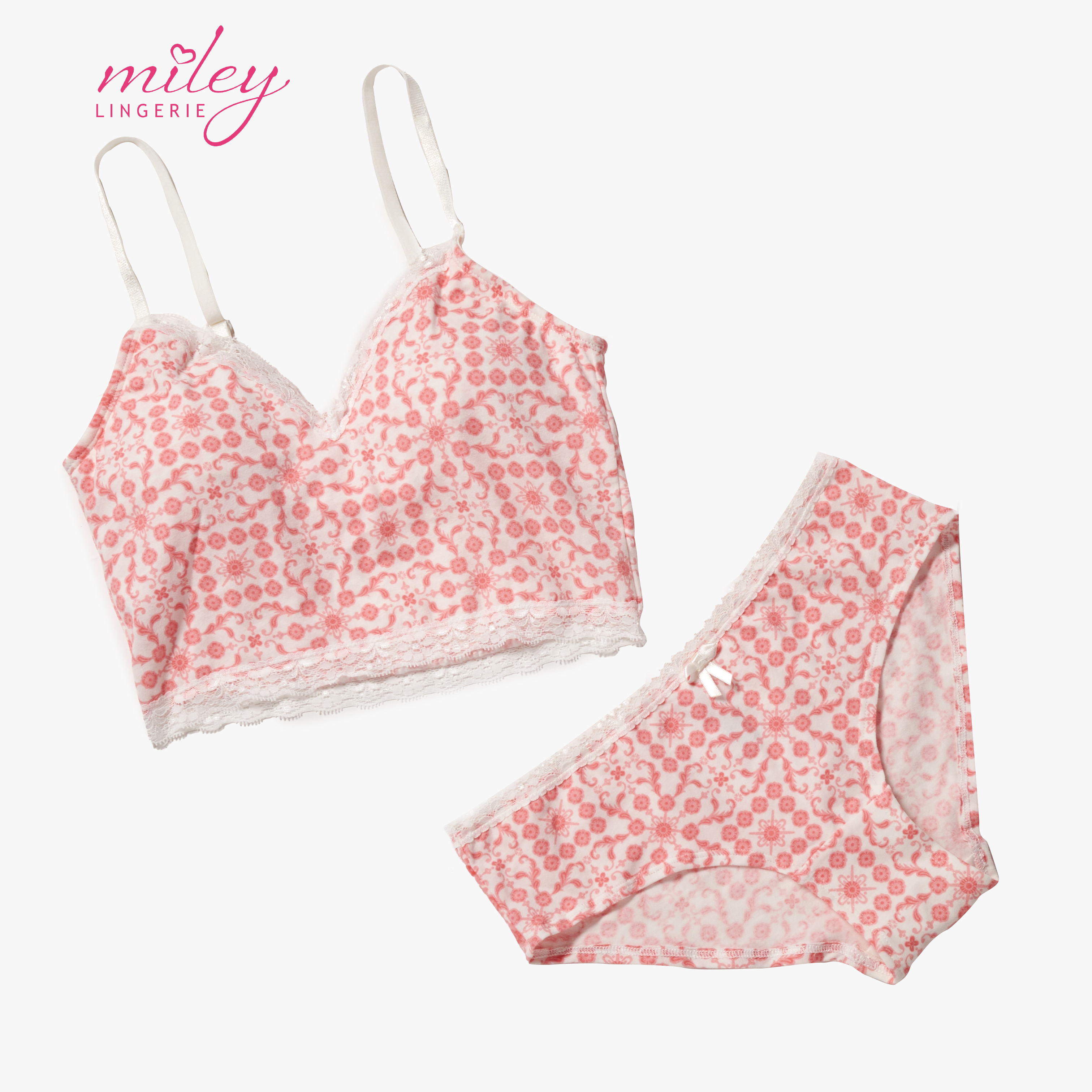 Bộ Đồ Lót Nữ Cotton Lụa Phối Ren Miley Lingerie BRC0413_FCP0411