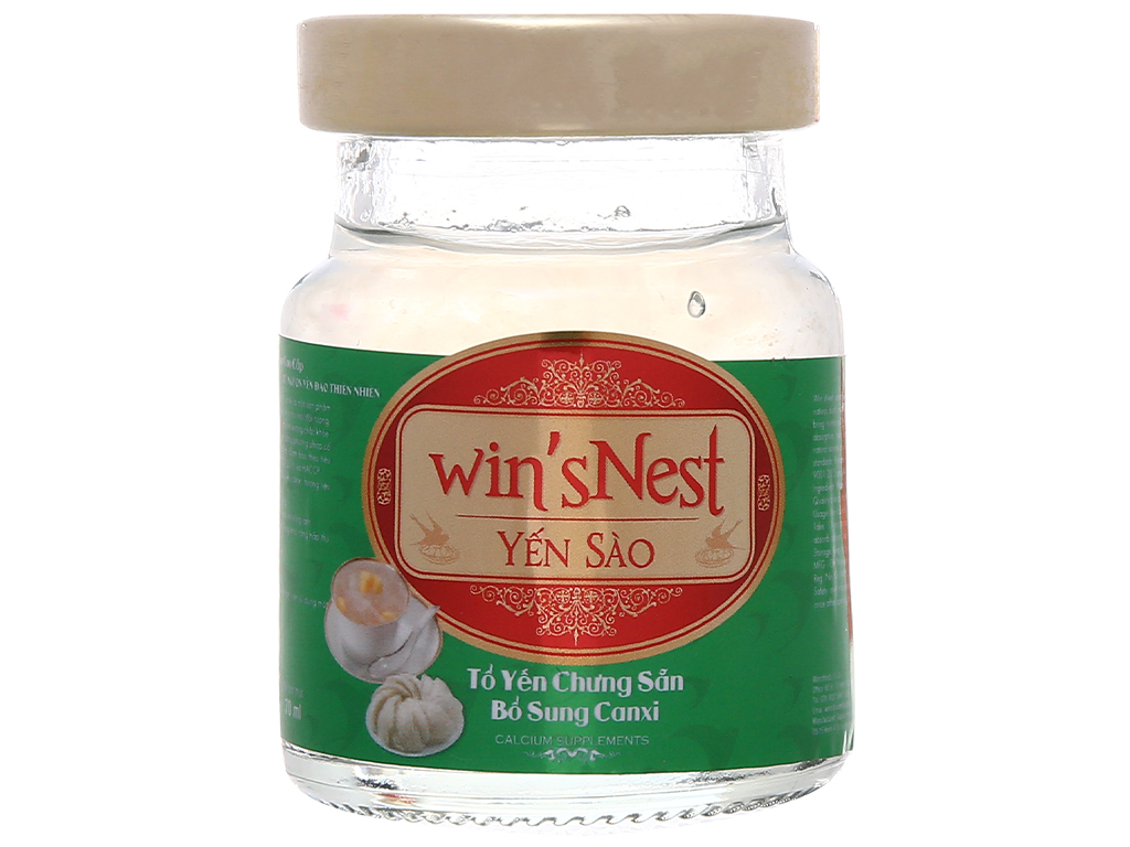 THÙNG 72 LỌ YẾN SÀO WIN'SNEST TỔ YẾN CHƯNG SẴN BỔ SUNG CANXI 20% (70ML/LỌ)