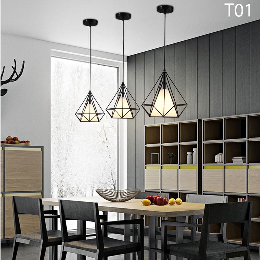 Đèn thả kim cương đen khung sắt sơn tĩnh điện phi 250-T01