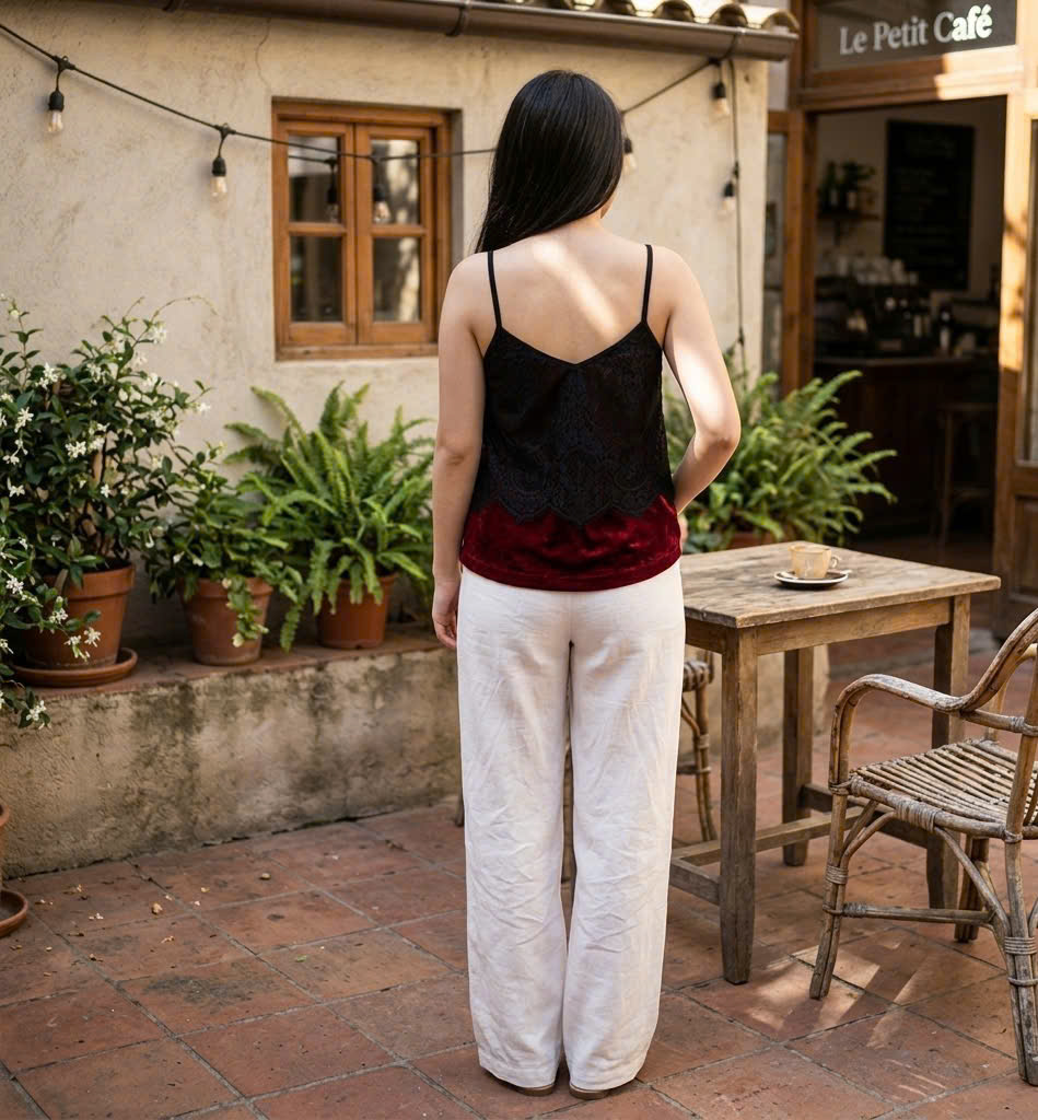 Áo Hai Dây Nhung Đỏ Phối Ren Sành Điệu Top080 Thời trang thiết kế Hity
