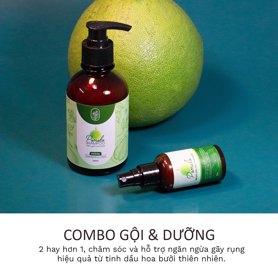 COMBO CHĂM SÓC TÓC HOA BƯỞI POMELO DẦU GỘI 250ML VÀ SERUM GIẢM GÃY RỤNG TÓC 50ML