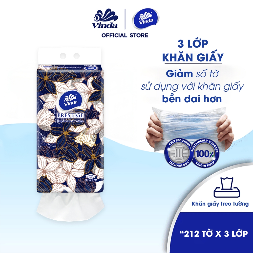 [MUA 8 GÓI KHĂN TREO TƯỜNG TẶNG 1 GÓI TREO TƯỜNG + 2 GÓI KHĂN RÚT SIZE S ] Khăn giấy treo tường cao cấp Vinda Prestige 4