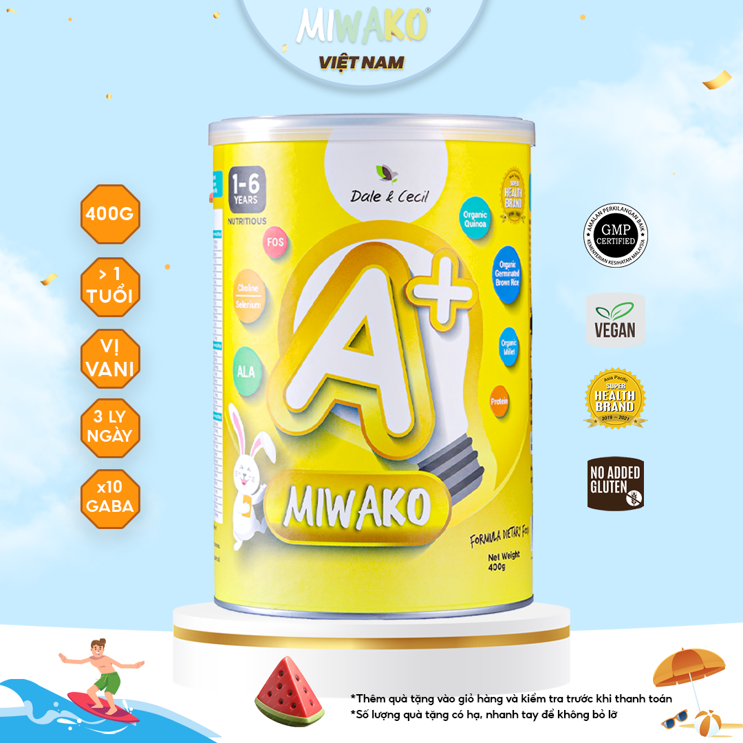 Sữa Công Thức Hạt Thực Vật Hữu Cơ Miwako A+ Vị Vani Hộp 400g x 1 Hộp - Miwako Việt Nam