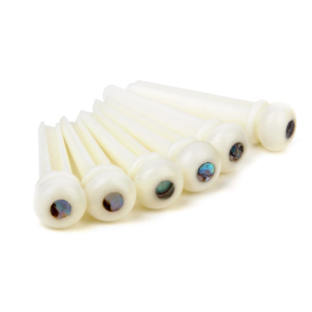 6 Pieces Acoustic Guitar Bone Bridge Pins with Saddle Nut for Guitar Parts