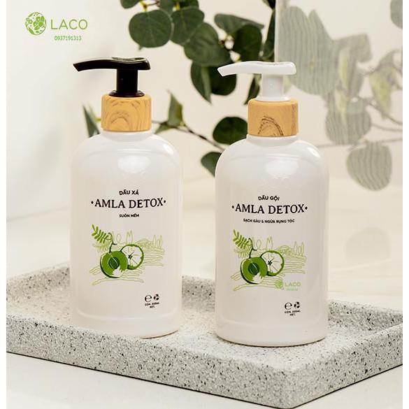 Dầu gội và dầu xả AMLA DETOX ngăn rụng tóc, sạch gàu hết ngứa cho mái tóc suôn mềm Lacocosmetics.vn