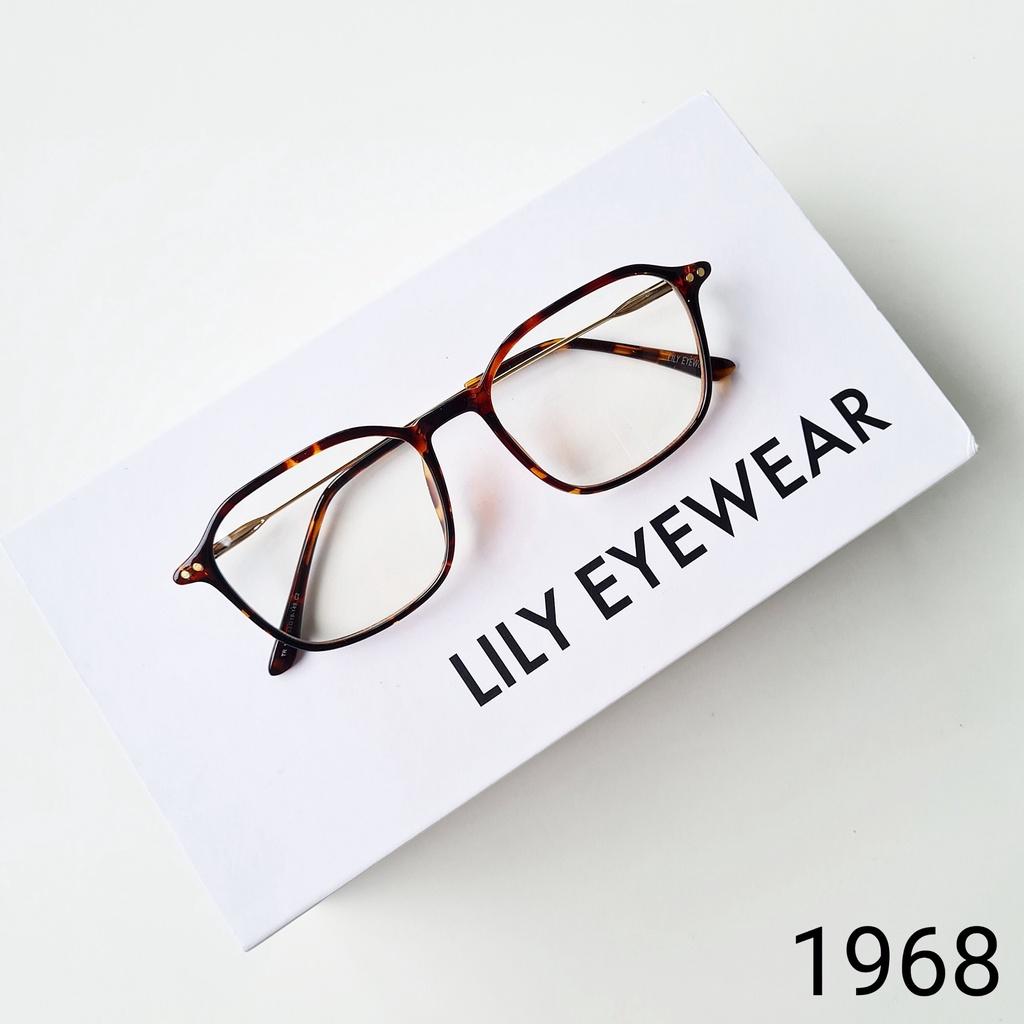 Gọng kính cận nam nữ LILYEYEWEAR mắt vuông càng kim loại thanh mảnh màu sắc thời trang 1968