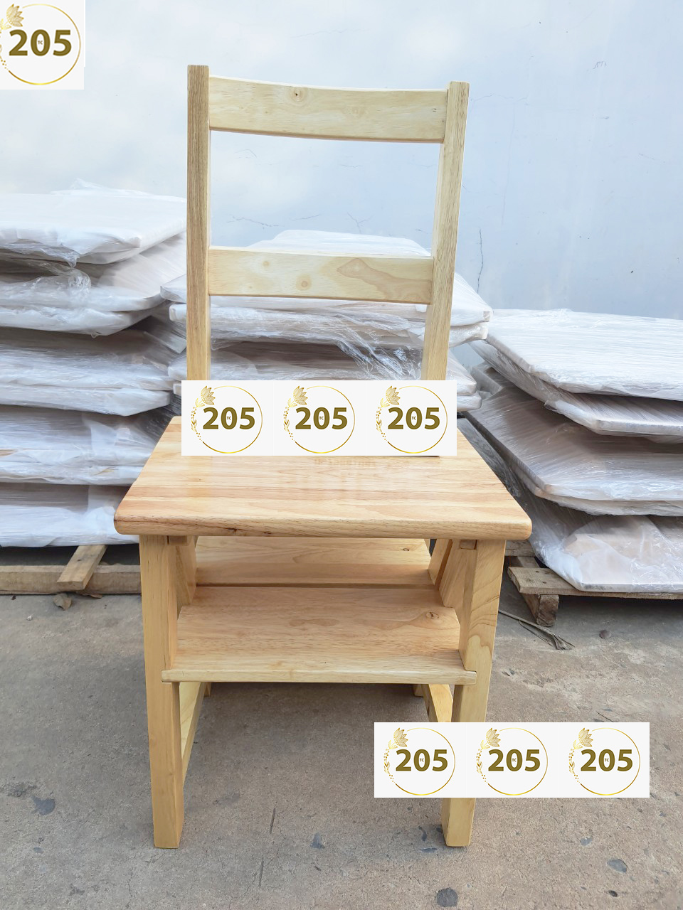 GHẾ THANG GỖ CAO SU 4 BẬC - - 205 TC Folding Stair Chair