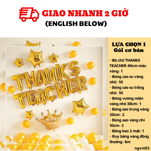 Bộ bong bóng trang trí ngày Nhà Giáo Việt Nam 20/11 màu vàng ngvn03