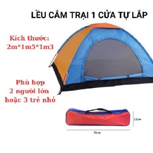 Lều cắm trại ∣ Lều du lịch 2-3 người - Kích thước 2mx1.5m - LCT01 - MÀU NGẪU NHIÊN