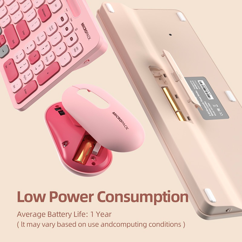 Bộ bàn phím kèm chuột không dây MicroPack Lifestyle KM-238W Có Khe Dựng Máy Tính Bảng, Điện Thoại Kết Nối 03 Thiết Bị Hàng Chính Hãng