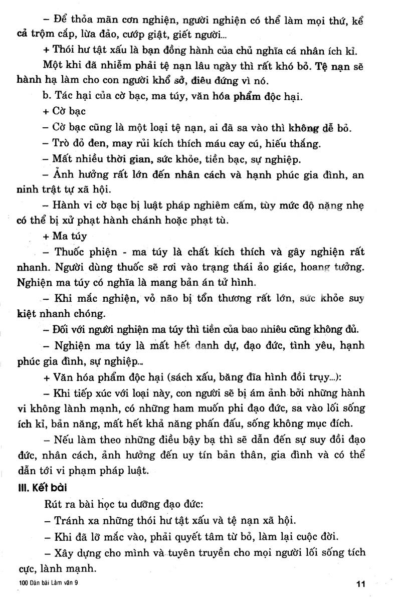 100 Dàn Bài Chi Tiết Làm Văn 9