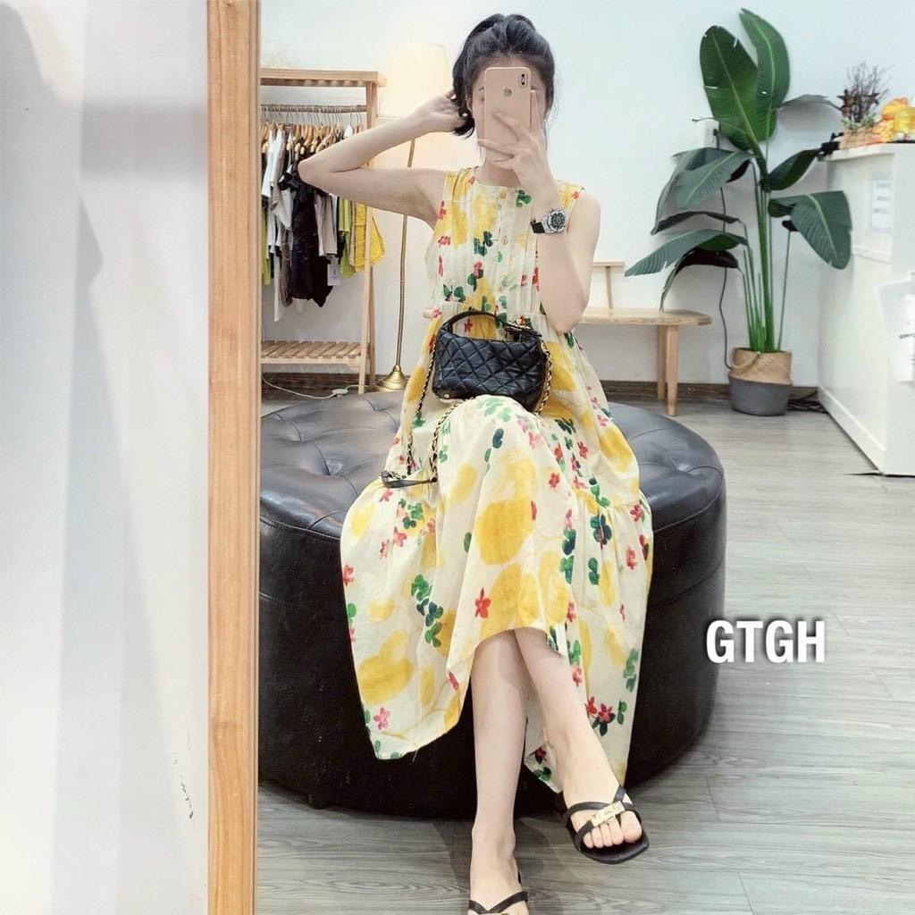 Váy Bầu Sát Nách hoa nhí - Đầm Bầu Suông mùa hè mặc đi chơi dễ thương