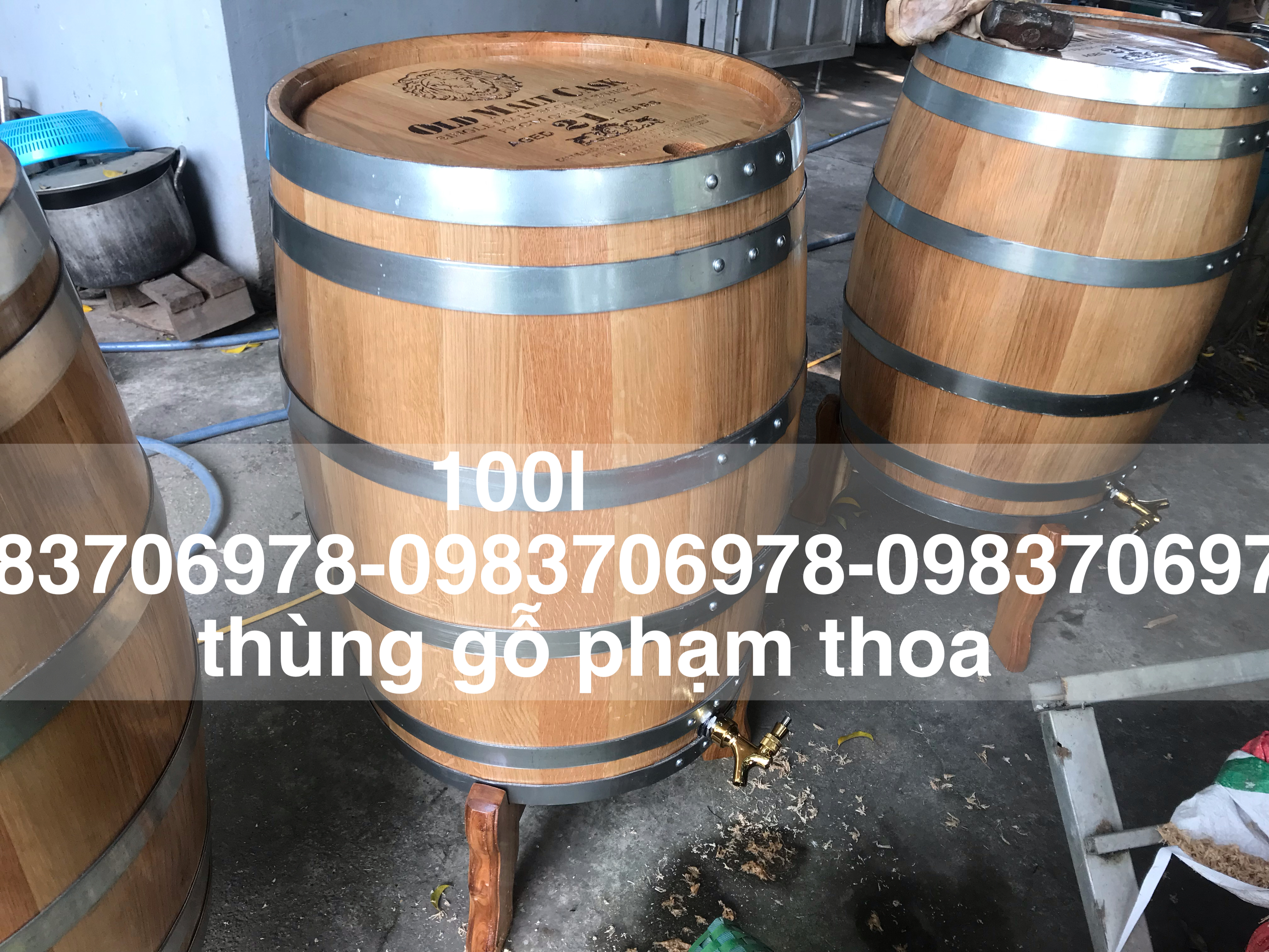 Thùng ngâm ủ rượu gỗ sồi 100lit dáng đứng