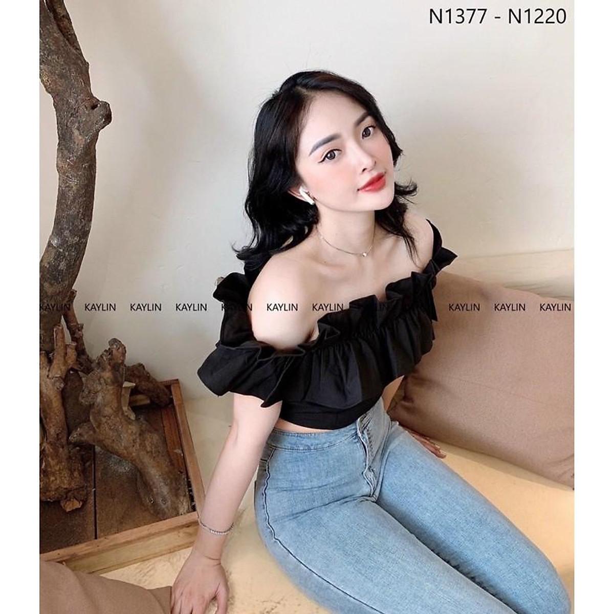 Áo kiểu nữ trễ vai phối bèo quyến rũ siêu đẹp