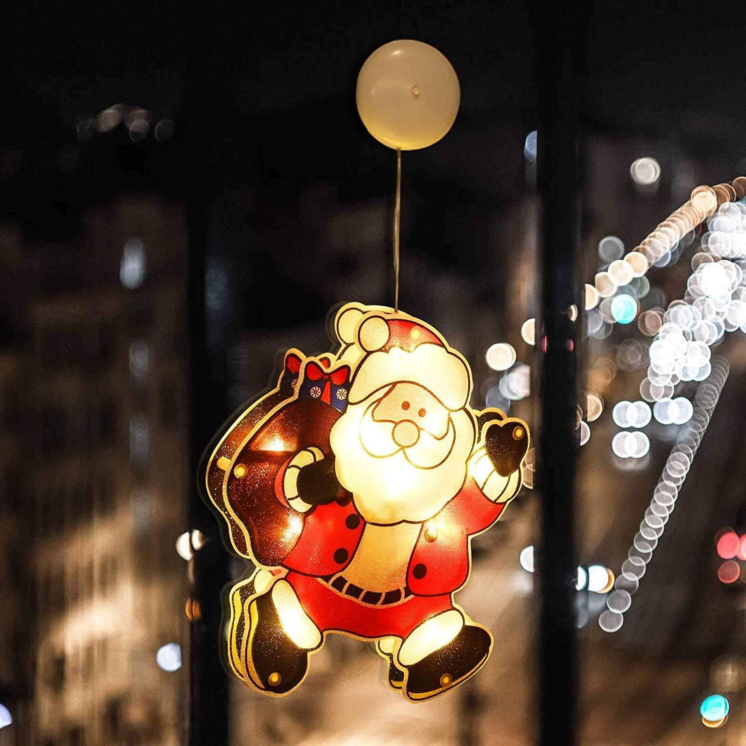 Đèn Giáng sinh Hong Sucker, Đồ trang trí Giáng sinh cho Santa Claus Christmas, Party, Nội thất và Trang trí Giáng sinh ngoài trời, Đèn treo pin