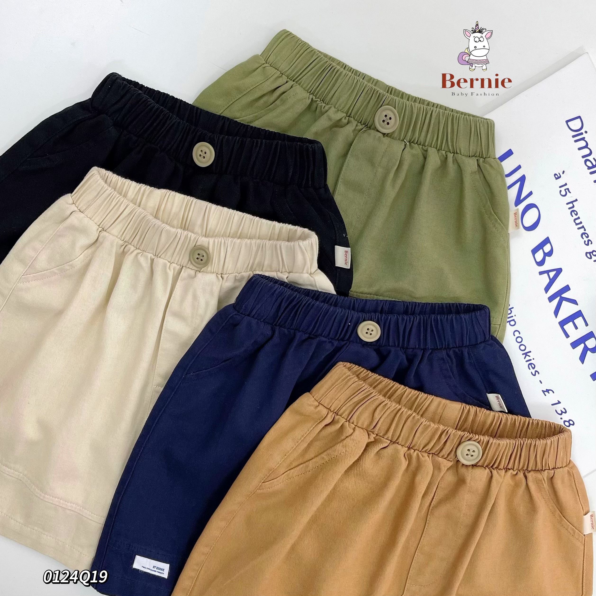 Quần short bé trai kaki 1-6 tuổi túi trước hàng Bernie vải mềm mỏng kiểu dáng khỏe khắn thời trang