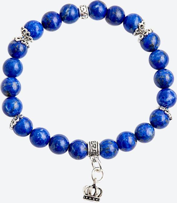 Vòng tay đá lapis lazuli charm vương miện Ngọc Quý Gemstones