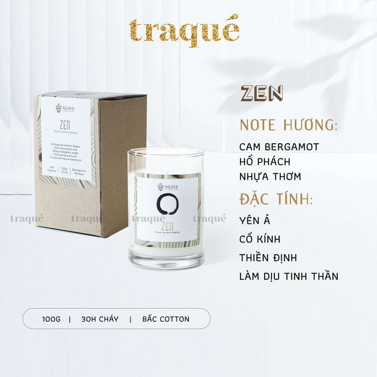 Nến thơm tinh dầu cao cấp không khói an toàn Candle Cup - ZEN/HƯƠNG THIỀN - S - 100G