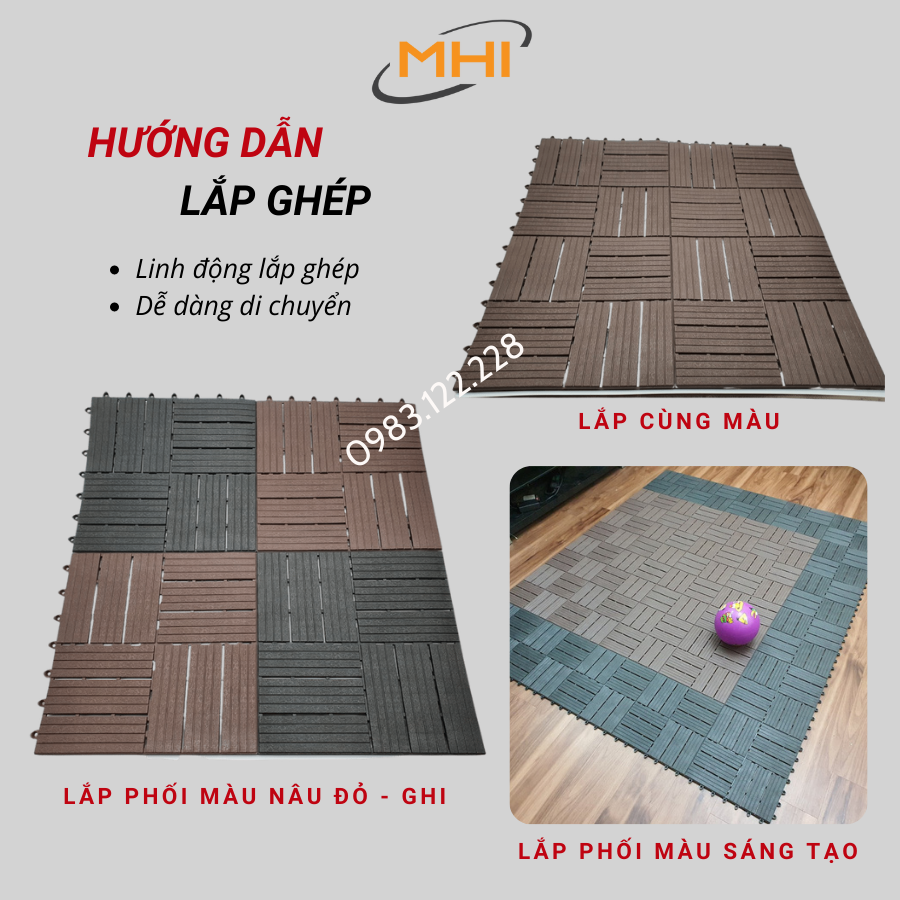 Thảm lót sàn MHI-12 NAN - Phong cách mới. Chống trơn trượt ban công, bể bơi, sân vườn, sân thượng, nhà tắm